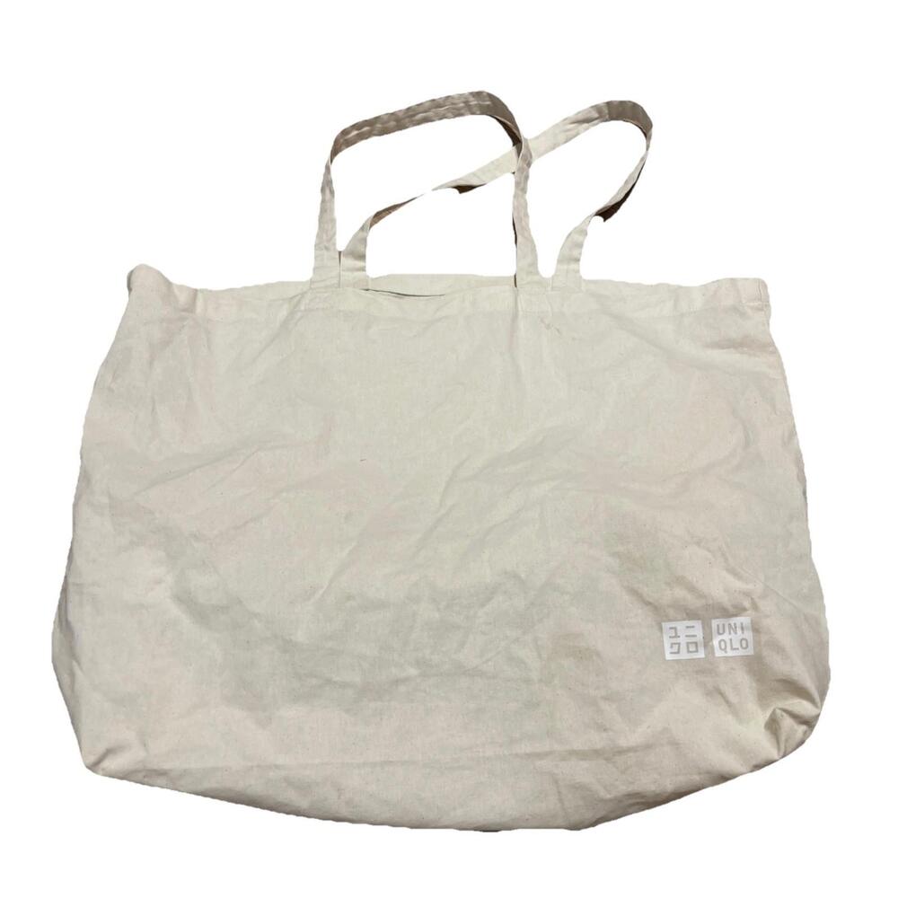 Uniqlo Beige Light Weight‎ Canvas Shopper Tote 23" x 16" x 5" H73